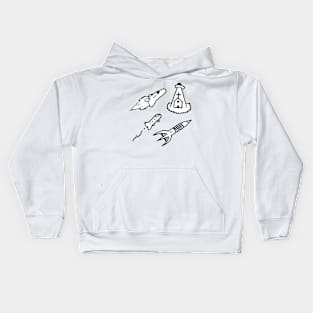 Space Rockets and UFO Doodle Art Kids Hoodie